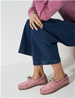 Suede Eyelet Detail Lace Up Deck Shoes