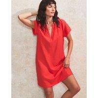 V-Neck Gathered Mini Shift Dress