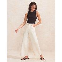 RO&ZO Pure Cotton Denim Mid Rise Straight Leg Jeans Natural