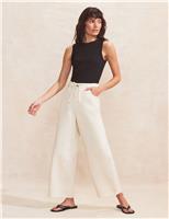 Pure Cotton Denim Mid Rise Straight Leg Jeans