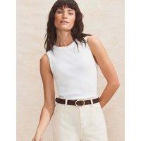 RO&ZO Cotton Rich Ribbed Slim Fit Vest White