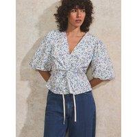 Pure Cotton Ditsy Floral Twist Front Blouse