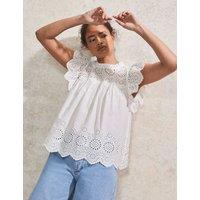Pure Cotton Broderie Frill Detail Top