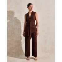 Linen Rich V-Neck Tie Front Waistcoat