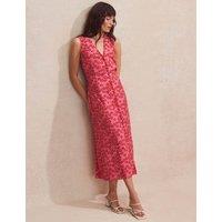 Floral Tie Detail Midi Tea Dress