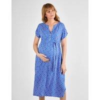 Maternity Printed Notch Neck Midi Dress