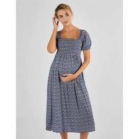 Maternity Ditsy Floral Midi Shirred Dress