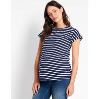 JoJo Maman Bb Maternity Pure Cotton Striped T-Shirt Navy Mix