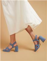 Jones Bootmaker Leather Buckle Ankle Strap Platform Sandals Pale Blue
