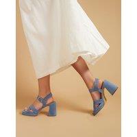 Leather Buckle Ankle Strap Platform Sandals