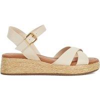Dune London Wide Fit Leather Woven Flatform Sandals Ecru