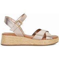 Dune London Wide Fit Leather Woven Flatform Sandals Gold