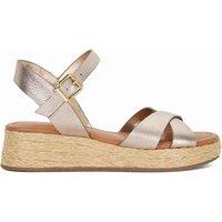 Dune London Littleton Wide Fit Leather Buckle Wedge Sandals Gold