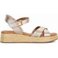 Dune London Leather Raffia Flatform Sandals Gold