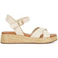 Dune London Leather Raffia Flatform Sandals Ecru
