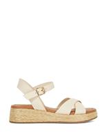 Leather Raffia Flatform Sandals