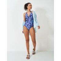 Crew Clothing Floral Halterneck Swimsuit Blue Mix