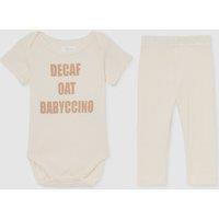 2pc Cotton Blend Babyccino Slogan Outfit (0-24 Mths)
