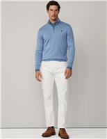 Hackett Cotton Rich Half Zip Sweatshirt with Silk Blue