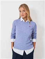Cotton Rich Cable Knit Crew Neck Jumper