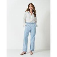 Crew Clothing Linen Rich Textured Collared Relaxed Shirt White