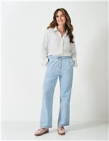 Crew Clothing Linen Rich Textured Collared Relaxed Shirt White