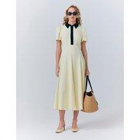 Satin Contrast Collar Midi Shirt Dress