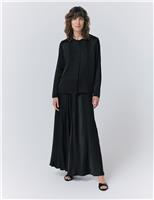 Satin Collarless Button Through Blouse