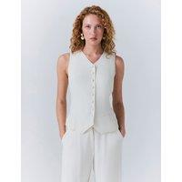 Ghost Crepe Single Breasted Waistcoat Ivory
