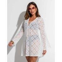 Pour Moi Free Spirit Lace Long Sleeve Beach Dress Ivory