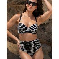 Pour Moi Sun City Crochet High Waist Bikini Brief White/Black