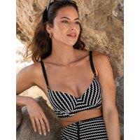 Pour Moi Sun City Crochet Underwired Padded Bikini Top White/Black