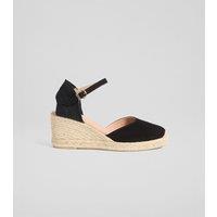 Suede Ankle Strap Wedge Espadrilles