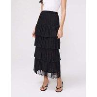 Finery London Broderie Midaxi Tiered Skirt Black