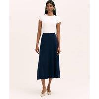 Finery London Jersey Midi A-Line Skirt Navy