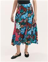 Floral Midi A-Line Skirt