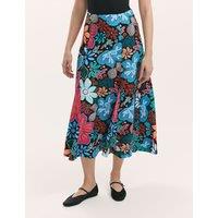 Finery London Floral Midi A-Line Skirt Blue Mix