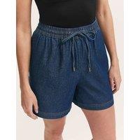 Finery London Pure Cotton Denim Shorts Blue