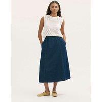 Finery London Pure Cotton Denim Midaxi Skirt Blue