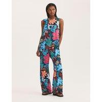 Finery London Floral Drawstring Wide Leg Trousers Blue Mix