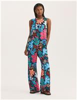 Floral Drawstring Wide Leg Trousers