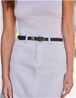 Leather Silver Hardware Slim Belt