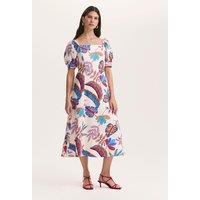 Finery London Printed Square Neck Midi Smock Dress Natural Mix