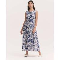 Finery London Printed Button Through Midi Skater Dress Navy Mix