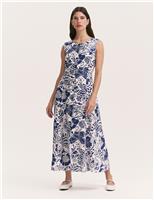 Printed Button Through Midi Skater Dress