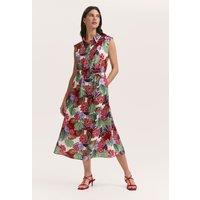 Finery London Floral Midi Shirt Dress Red Mix