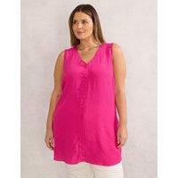 V-Neck Sleeveless Button Through Tunic