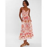 Pure Cotton Floral Tie Front Midi Slip Dress