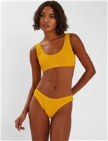 Crinkle Cropped Plunge Scoop Neck Bikini Top