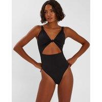 Padded Knot Front Cut Out V-Neck Swimsuit